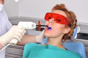 patient undergoing the process of tooth-colored fillings in Bedford