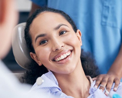 Close-up of happy dental patient