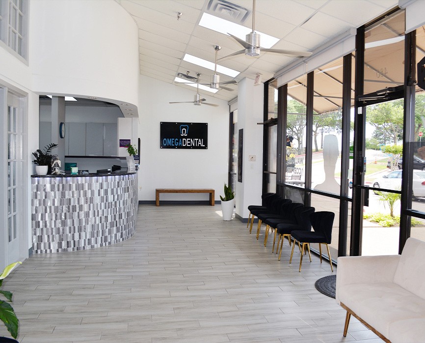 Reception area of dental office in Bedford