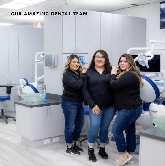 dentist showing woman her new teeth