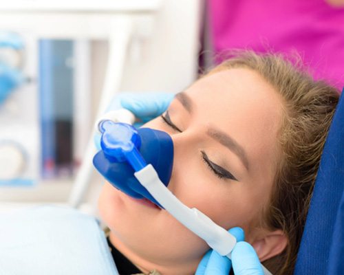 person receiving nitrous oxide sedation 