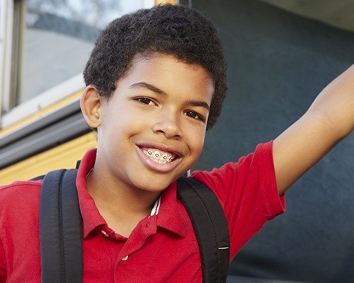 Young boy with braces