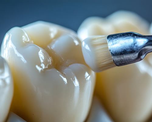 Digitally generated image of sealant being placed on a tooth