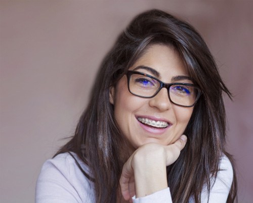 Woman smiling with braces